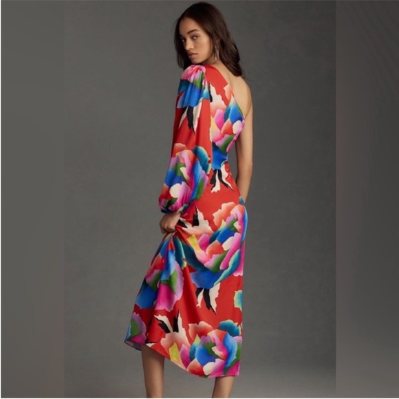 Farm Rio One-Shoulder Slim Floral Midi Dress - Picture 2 of 9